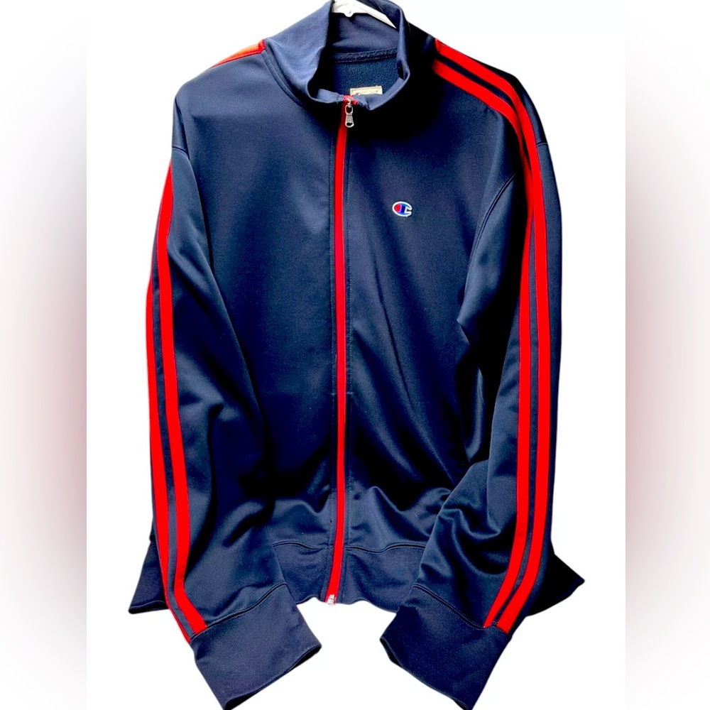 Champion Atheltic Apparel Navy Blue/ Red Track Jacket Size XL